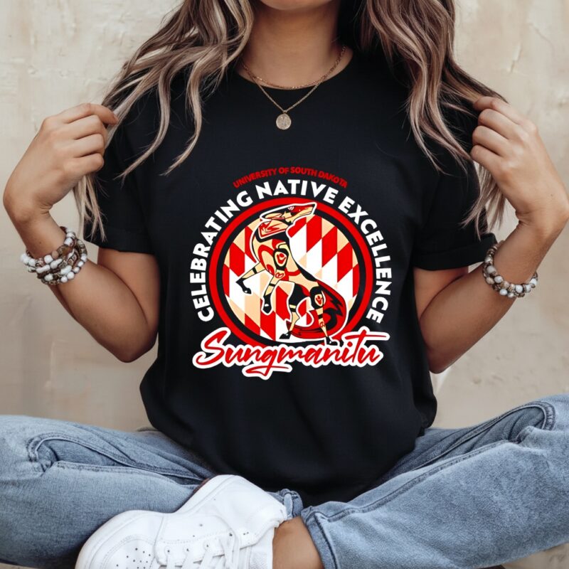 Celebrating Native American Excellence University of South Dakota Sungmanitu_Ladies T-Shirt