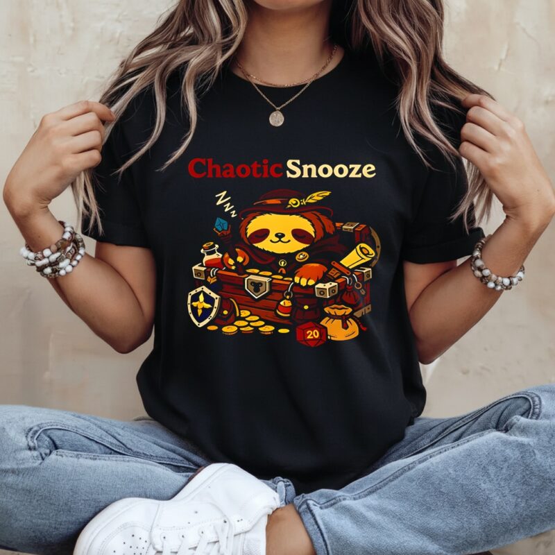 Chaotic Snooze sloth Dungeons and Dragons_Ladies T-Shirt