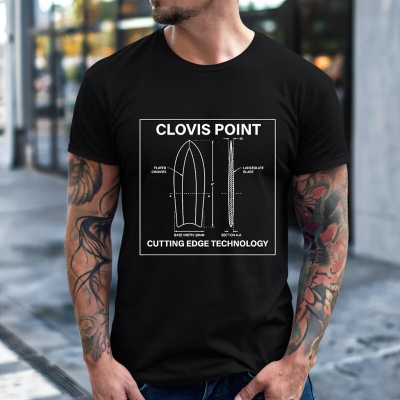 Clovis point cutting edge technology schematic_T-Shirt