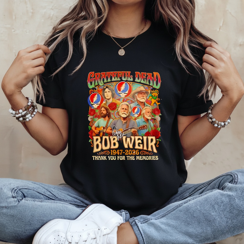 Grateful Dead Bob Weir 1947-2026 Thank You For The Memories Signature_Ladies T-Shirt