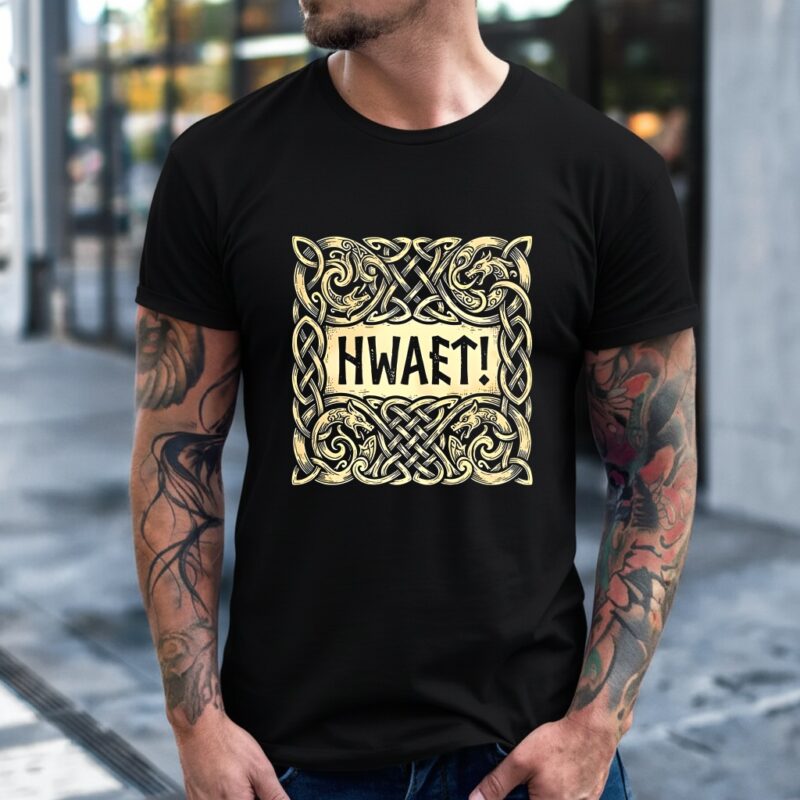 Hwaet ancient poem Beowulf Viking art_T-Shirt