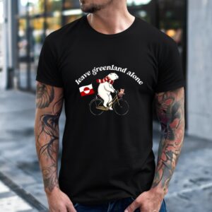 Leave Greenland alone Polar bear riding a bicycle_T-Shirt