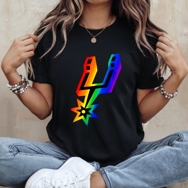 San Antonio Spurs with LGBT pride logo_Ladies T-Shirt