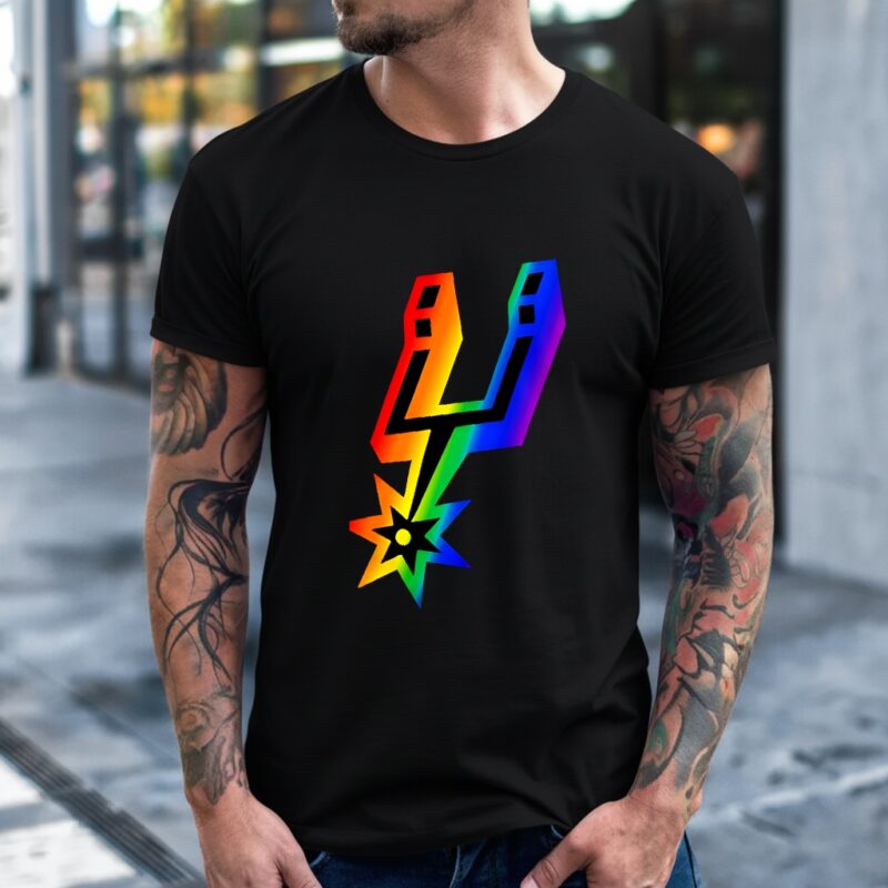 San Antonio Spurs with LGBT pride logo_T-Shirt